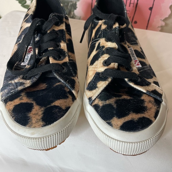 Superga Velvet Leopard Animal Print Sneaker Sz. 38 - Picture 3 of 12